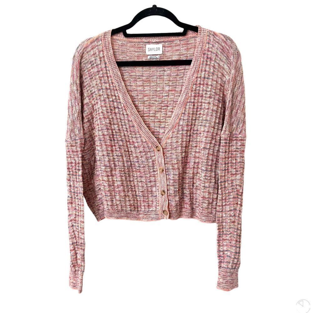 SAYLOR Tiggy Rainbow Rib Cardigan Sz M - Picture 2 of 4